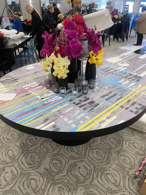 Corporate event floor graphics installation